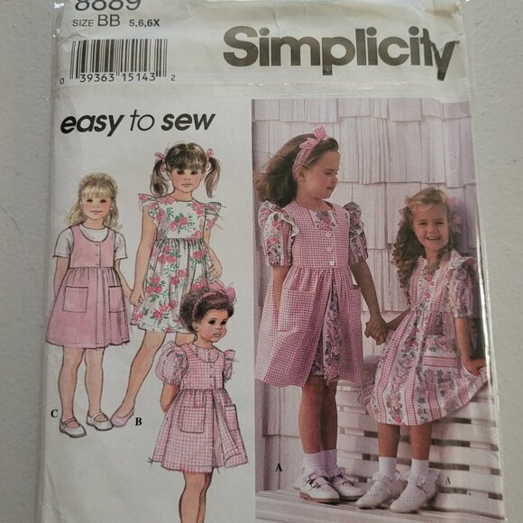 Simplicity 8889 Cute Girls Dresses Easy to Sew Sizes 5-6-6X - Picture 1 of 2
